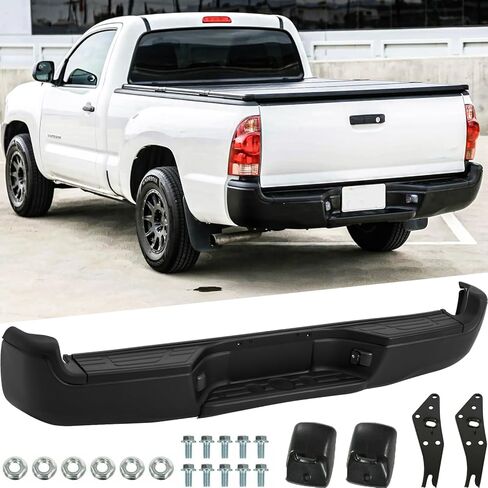 Rear Steel Step Bumper Assembly for 2005-2015 Toyota Tacoma (2nd Gen) Chrome Back Bumper Replacement for TO1103113,with Pads Brackets and License Plate Lights in Saudi Arabia