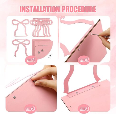 Kathfly 4 Tie Pink Bow Corner Shelf Wall Mounted Pink Floating Wood Corner Storage Shelves for Women Girls Decorative Cute Coquettish Wall Decor for Bedroom Living Room Bathroom Kitchen Office in Saudi Arabia
