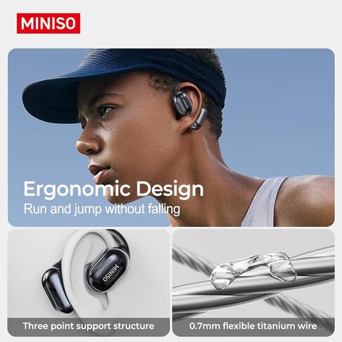 سماعات أذن MINISO AI لترجمة اللغة في الوقت الحقيقي 135 لغة 4 في 1 سماعات أذن مترجمة مفتوحة الأذن بلوتوث 5.4 سماعات ترجمة مع تطبيق مناسب iOS وAndroid للسفر وتعلم الأعمال واللياقة البدنية in Kuwait