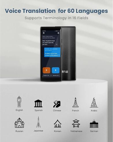 Language Translator Device, 5" Two-Way Language Translator with Real-Time Speech Translation in 60+Languages, Offline/Online Translation, Exportable Translation Records for Travel, Business, Learning in Saudi Arabia