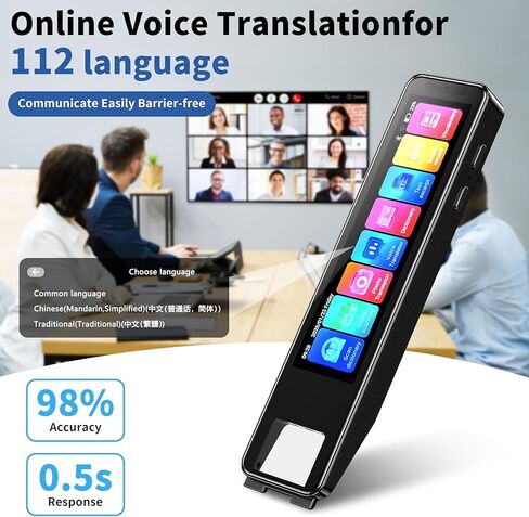 Scan Pen Translator for 142 Languages, Instant 2-Way Voice & Text Translation, OCR Scanning Dictionary Pen for Language Learners, Portable Speech-to-Text Device with Large Touch Screen in Saudi Arabia