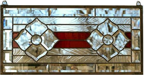 11"x22" Hanging Tiffany Style Stained Glass Clear Beveled Window Panel in Saudi Arabia