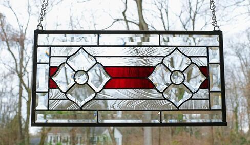11"x22" Hanging Tiffany Style Stained Glass Clear Beveled Window Panel in Saudi Arabia