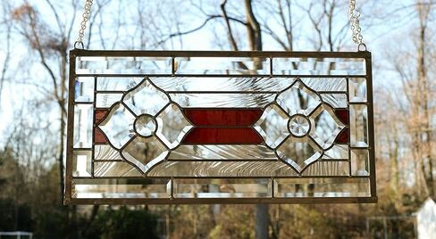 11"x22" Hanging Tiffany Style Stained Glass Clear Beveled Window Panel in Saudi Arabia