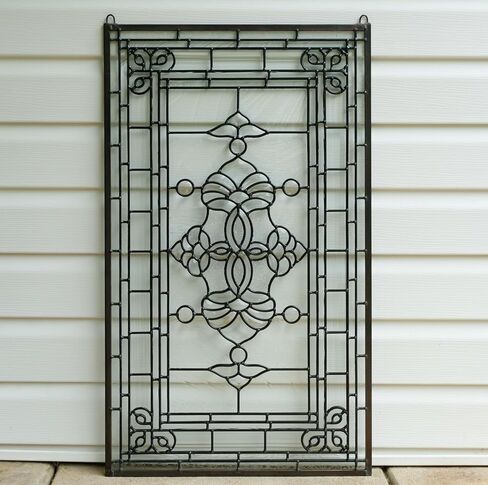 20" x 34" All Clear Beveled Stained Glass Hanging Window Panel in Saudi Arabia