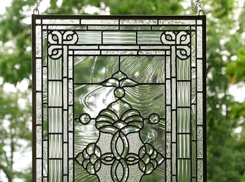 20" x 34" All Clear Beveled Stained Glass Hanging Window Panel in Saudi Arabia