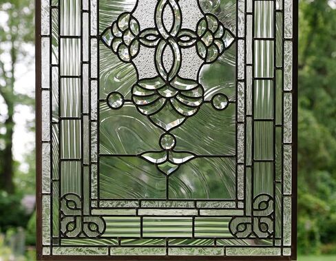 20" x 34" All Clear Beveled Stained Glass Hanging Window Panel in Saudi Arabia