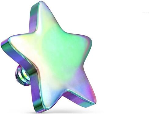 Titanium Anodized Over 316l Surgical Steel Internally Threaded Dermal Top Flat 14g Star Rainbow in Saudi Arabia