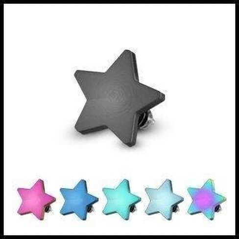 Titanium Anodized Over 316l Surgical Steel Internally Threaded Dermal Top Flat 14g Star Rainbow in Saudi Arabia