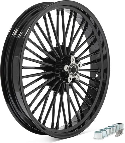 TOFR 21x3.5 Front Wheel Rim Vivid Black Big Fat Spoke 21 inch Single Disc For Harley FLSTC Heritage Softail Classic FLSTS Heritage Springer FLSTF Fat Boy 1986-1999 87 88 90 91 92 93 94 95 96 97 98 in Kuwait