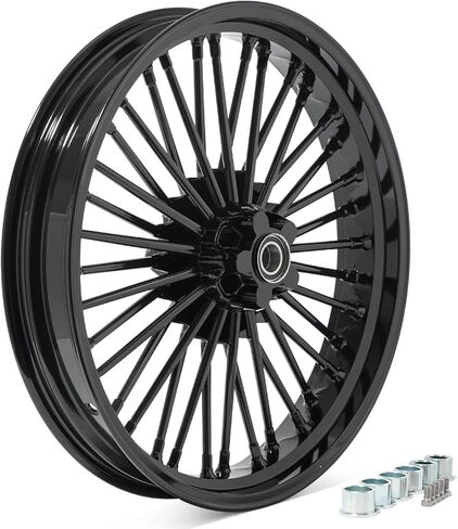 TOFR 21x3.5 Front Wheel Rim Vivid Black Big Fat Spoke 21 inch Single Disc For Harley FLSTC Heritage Softail Classic FLSTS Heritage Springer FLSTF Fat Boy 1986-1999 87 88 90 91 92 93 94 95 96 97 98 in Kuwait