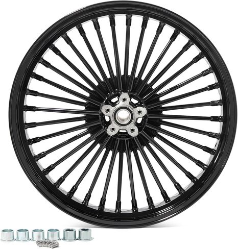 TOFR 21x3.5 Front Wheel Rim Vivid Black Big Fat Spoke 21 inch Single Disc For Harley FLSTC Heritage Softail Classic FLSTS Heritage Springer FLSTF Fat Boy 1986-1999 87 88 90 91 92 93 94 95 96 97 98 in Kuwait