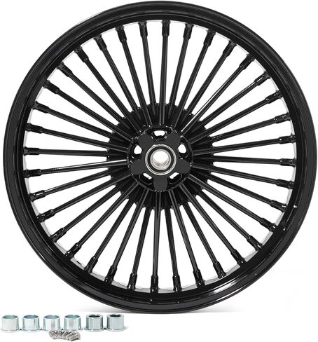 TOFR 21x3.5 Front Wheel Rim Vivid Black Big Fat Spoke 21 inch Single Disc For Harley FLSTC Heritage Softail Classic FLSTS Heritage Springer FLSTF Fat Boy 1986-1999 87 88 90 91 92 93 94 95 96 97 98 in Kuwait