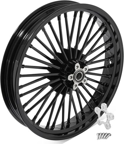 حافة عجلة أمامية TOFR 21x3.5 سوداء زاهية كبيرة الحجم مقاس 21 بوصة قرص واحد غير ABS لـ Harley Softail FLSTC Heritage Classic FLSTN Deluxe 2008-2017 FLSTF Fat Boy 2007-2017 Softail Slim 2012-2017 in Kuwait