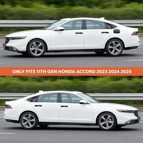 for 2023 2024 2025 Honda Accord Accessories (11th Gen), 7pcs Exterior Trim Kit - Door Handle Covers, Rear Side Window Louvers & Fuel Tank Cover (Glossy Black) in Kuwait