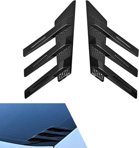 قطعتان من ملحقات تزيين ملصق الزجاج الأمامي للسيارة، 3D من ألياف الكربون للجناح الخلفي والجناح الخلفي، زخرفة مقسمة لنافذة كوة ومظلة للزجاج الأمامي، عالمية لمعظم السيارات in Kuwait