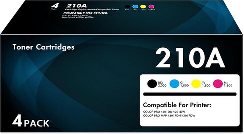 210A Toner Cartridges 4-Pack High Yield for Color Laser Jet Pro MFP 4301fdw 210A Compatible for HP 4201dn 4201dne 4201dw 4201dwe MFP 4301dw 4301dwe in Kuwait