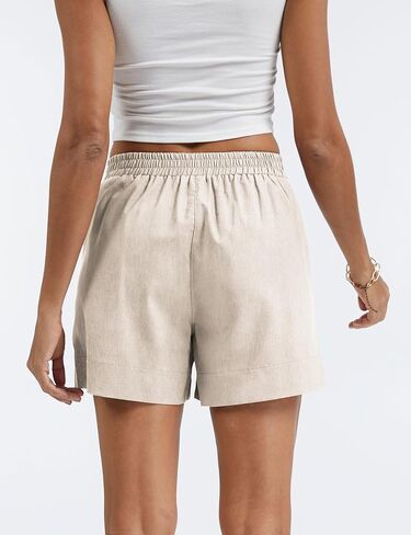 Micoson Linen Shorts for Women Casual Comfy Shorts Summer Trendy Mid Waisted Short with Pockets 2026 in Kuwait