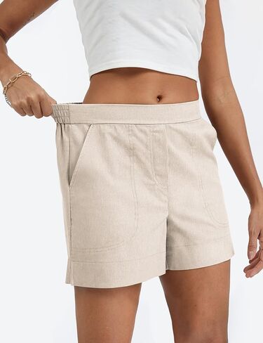 Micoson Linen Shorts for Women Casual Comfy Shorts Summer Trendy Mid Waisted Short with Pockets 2026 in Kuwait