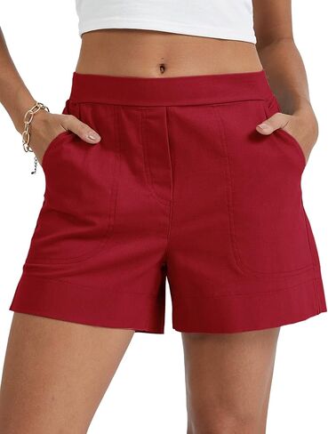Micoson Linen Shorts for Women Casual Comfy Shorts Summer Trendy Mid Waisted Short with Pockets 2026 in Kuwait