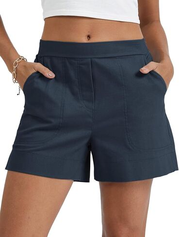 Micoson Linen Shorts for Women Casual Comfy Shorts Summer Trendy Mid Waisted Short with Pockets 2026 in Kuwait
