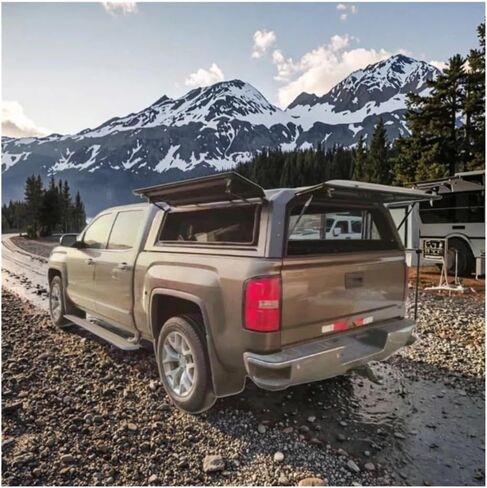 Aluminum Pickup Canopy Truck Topper Camper Hardtop with Tail Fin Compatible with GMC Canyon Sierra 1500 5.7ft 6.5ft in Kuwait