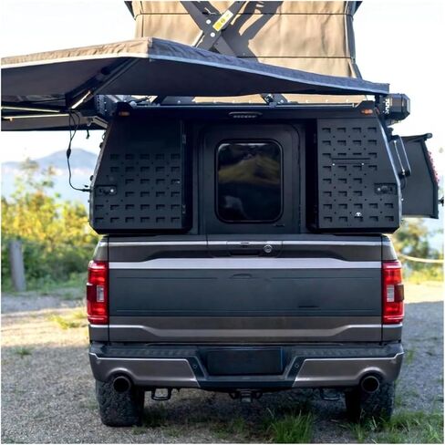 for Truck Bed Topper Aluminum Canopy Camper Compatible with F150 Hard Camper Shell Pickup Compatible with Toyata Tacoma Camper Trailer with Rack Compatible with Hilux in Kuwait