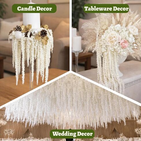 5 قطع من نبات القطيفة الأبيض الطبيعي المجفف، زهور الوستارية المجففة المعلقة مقاس 20-25 بوصة لقوس الزفاف، القطع المركزية، ديكور الحائط، حشو المزهرية، ديكور المنزل in Kuwait