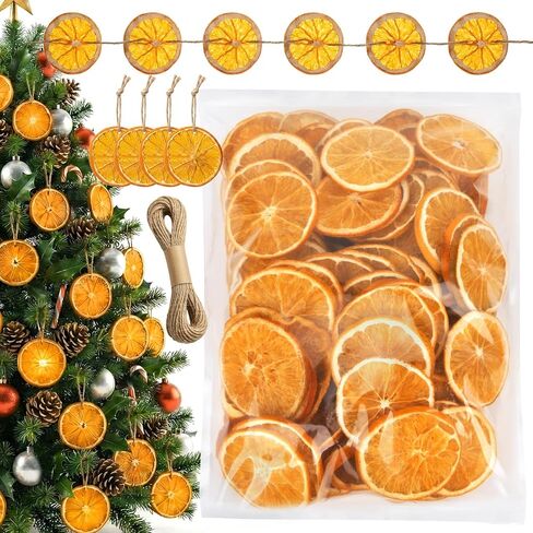 Sukh 30 PCS Dried Orange Slices for Christmas Decoration – Natural Dried Orange Pieces with Hemp Rope,Christmas Wreath Making,Rustic DIY Crafts Holiday Tree and Table Decoration Supplies in Kuwait