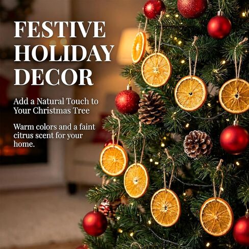 Sukh 30 PCS Dried Orange Slices for Christmas Decoration – Natural Dried Orange Pieces with Hemp Rope,Christmas Wreath Making,Rustic DIY Crafts Holiday Tree and Table Decoration Supplies in Kuwait