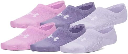 جوارب نسائية من Under Armour مكونة من 6 جوارب أساسية منخفضة للغاية، مقاس متوسط ​​- أرجواني كوارتز/متنوعة in Saudi Arabia