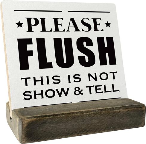 Bathroom Wood Sign, Please Flush Sign, Housewarming Gift, Plaque with Wooden Stand, Bathroom Wood Sign Plaque Gift, Funny Bathroom Decor, Funny Restroom Home Decor, Small Wood Sign in Saudi Arabia