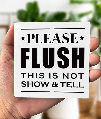 Bathroom Wood Sign, Please Flush Sign, Housewarming Gift, Plaque with Wooden Stand, Bathroom Wood Sign Plaque Gift, Funny Bathroom Decor, Funny Restroom Home Decor, Small Wood Sign in Saudi Arabia