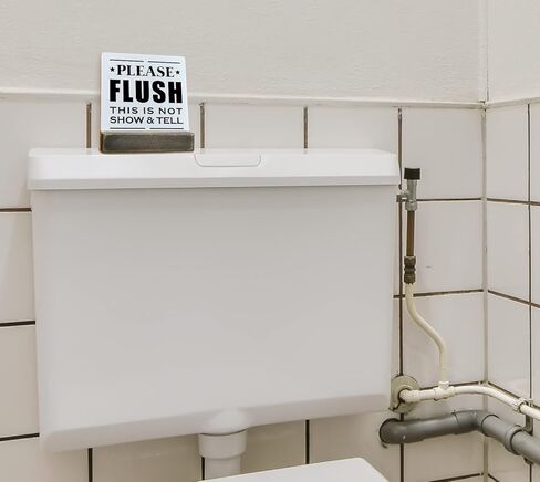 Bathroom Wood Sign, Please Flush Sign, Housewarming Gift, Plaque with Wooden Stand, Bathroom Wood Sign Plaque Gift, Funny Bathroom Decor, Funny Restroom Home Decor, Small Wood Sign in Saudi Arabia