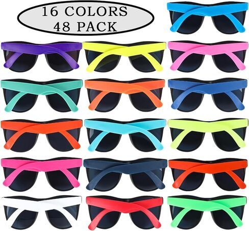 Bulk Sunglasses 64 Pack 16 Colors Neon Sunglasses with UV Protection for Party Favors,Party Toys, Great Gift，Goody Bag Favors，Beach Pool Birthday Party Supplies for Adults and Kids in Kuwait