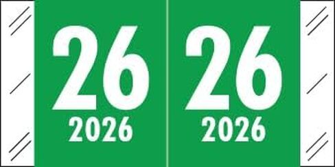 2026 Year Stickers, Doctor Stuff 2026 Chart Stickers, Green Color Coded, Tabbies 51700 Style, USA Made Year Labels for End Tab File Folders, 500/Roll, 1 Roll, 3/4" x 1-1/2" in Saudi Arabia