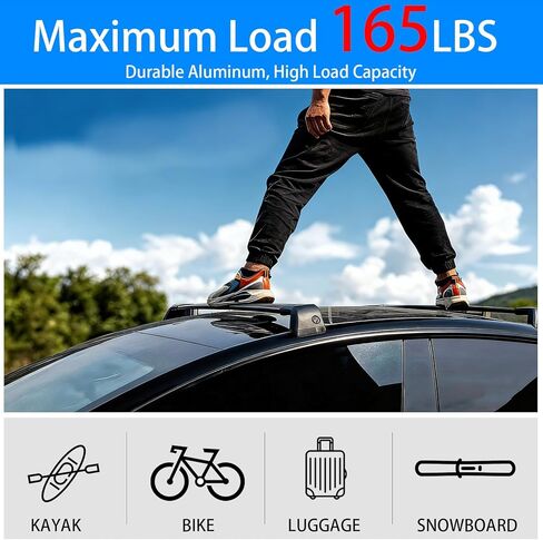 2025-2026 Tesla Model y Juniper Roof Rack Cross Bars 2 قطعة مجموعة رف الأمتعة الثقيلة 550 رطل سعة نظام حامل البضائع على السطح لرف الكاياك رف الدراجة على السطح حامل الأمتعة جسم من الألومنيوم in Kuwait