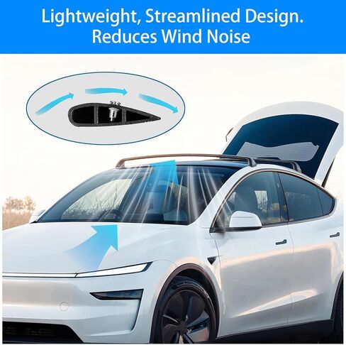 2025-2026 Tesla Model y Juniper Roof Rack Cross Bars 2 قطعة مجموعة رف الأمتعة الثقيلة 550 رطل سعة نظام حامل البضائع على السطح لرف الكاياك رف الدراجة على السطح حامل الأمتعة جسم من الألومنيوم in Kuwait