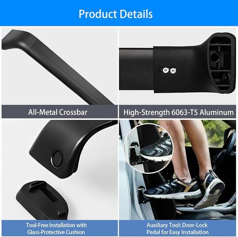 2025-2026 Tesla Model y Juniper Roof Rack Cross Bars 2 قطعة مجموعة رف الأمتعة الثقيلة 550 رطل سعة نظام حامل البضائع على السطح لرف الكاياك رف الدراجة على السطح حامل الأمتعة جسم من الألومنيوم in Kuwait