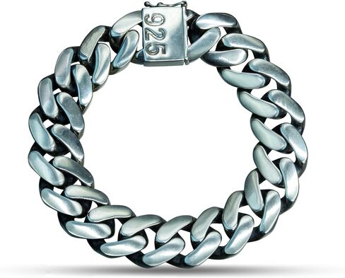 Polished 925 Sterling Silver Heavy 18mm Cuban Curb Chain Wide Bracelet in Saudi Arabia