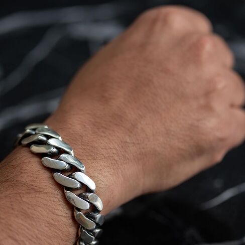 Polished 925 Sterling Silver Heavy 18mm Cuban Curb Chain Wide Bracelet in Saudi Arabia