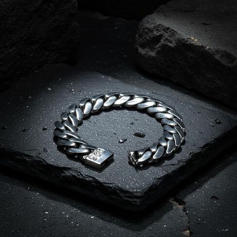 Polished 925 Sterling Silver Heavy 18mm Cuban Curb Chain Wide Bracelet in Saudi Arabia