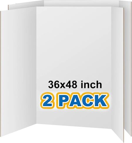 VinTS 36" x 48" 2 Pack Large Trifold Poster Board, White Corrugated Project Display Boards for Science Fair, School Projects,Photo Displays in Saudi Arabia