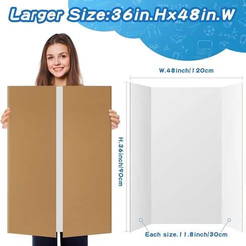 VinTS 36" x 48" 2 Pack Large Trifold Poster Board, White Corrugated Project Display Boards for Science Fair, School Projects,Photo Displays in Saudi Arabia