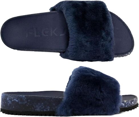 صندل Fleks San Ysidro نسائي من Shearling، صنادل منصة مع دعم للقوس، أحذية مريحة، جزء علوي من جلد الغنم الطبيعي in Kuwait