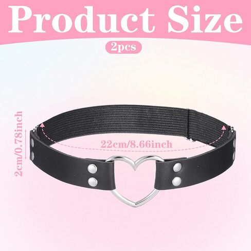2Pcs Leather Heart Garter, Adjustable Thigh Garter Belt Punk Rock Leg Ring for Women Cosplay Party (Black) in Saudi Arabia