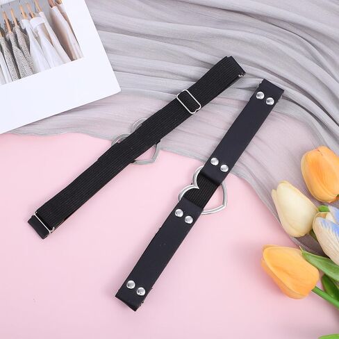 2Pcs Leather Heart Garter, Adjustable Thigh Garter Belt Punk Rock Leg Ring for Women Cosplay Party (Black) in Saudi Arabia