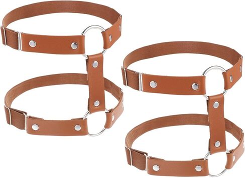 2 Rows Leather Leg Harness, Brown Leather Thigh Garters for Women Adjustable Garter Belt Elastic Thigh Ring Garter Punk Gothic Strap Body Chain Accessories Jewelry for Leg Women Gift in Saudi Arabia