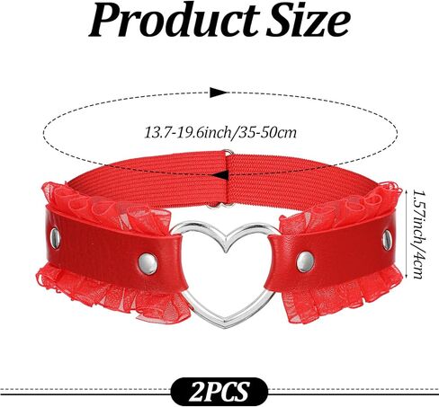 2Pcs Lace Heart-Shaped Thigh Garter, Elastic Thigh Ring Garters Adjustable, Garters Gothic Punk Leg Ring Suspende for Cosplay Special Occasions, Red in Saudi Arabia