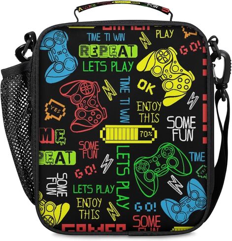 Lunch Box for Boys Girls - Reusable Insulated Lunch Bags for Kids - Gamer Gamepad Large Capacity Cooler Back to School Lunch Thermal Meal Tote Kit in Saudi Arabia